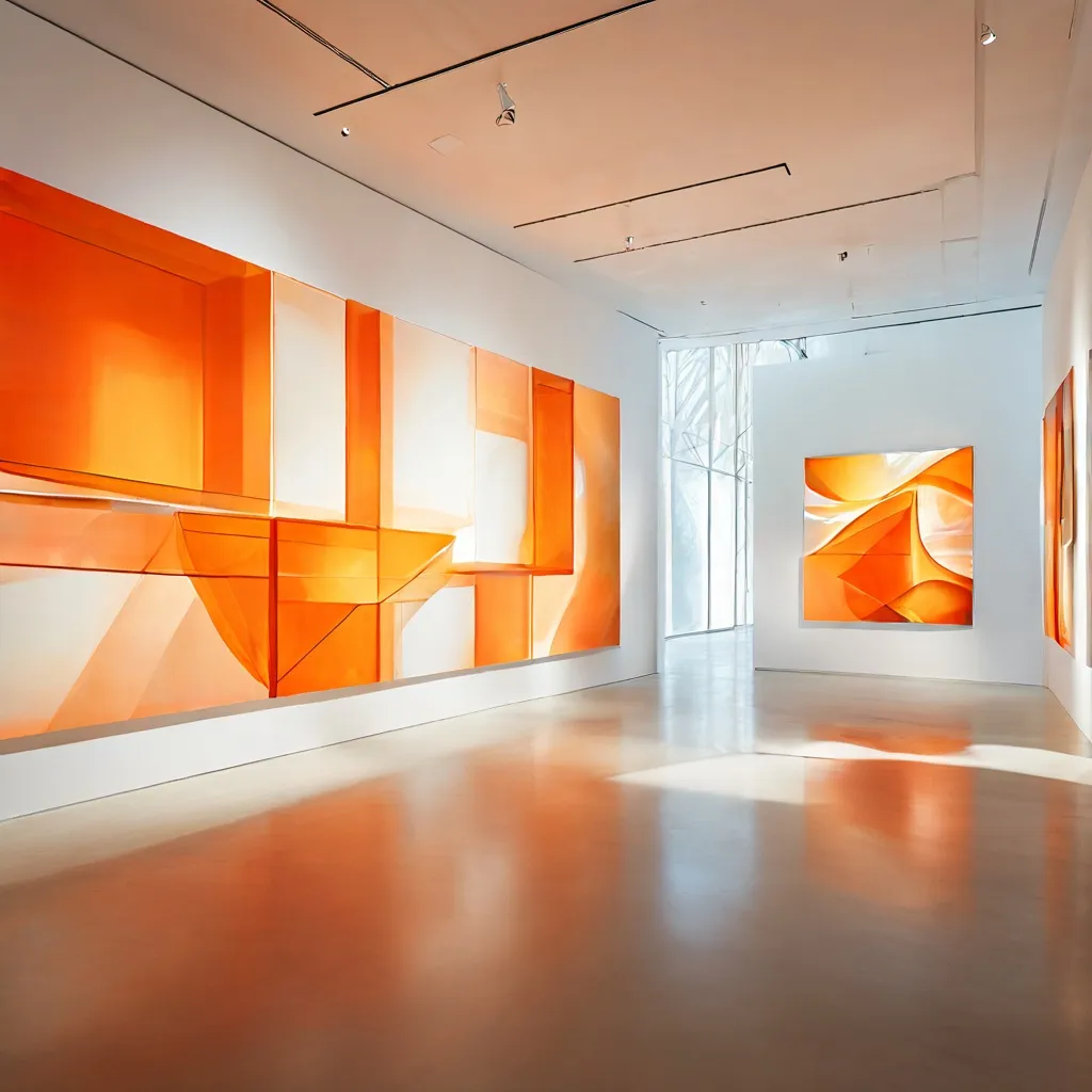 Installatieoverzicht van het werk van Sharif Waked in Kunsthaus Baselland met minimalistische video-installaties en geometrische muurmotieven.
