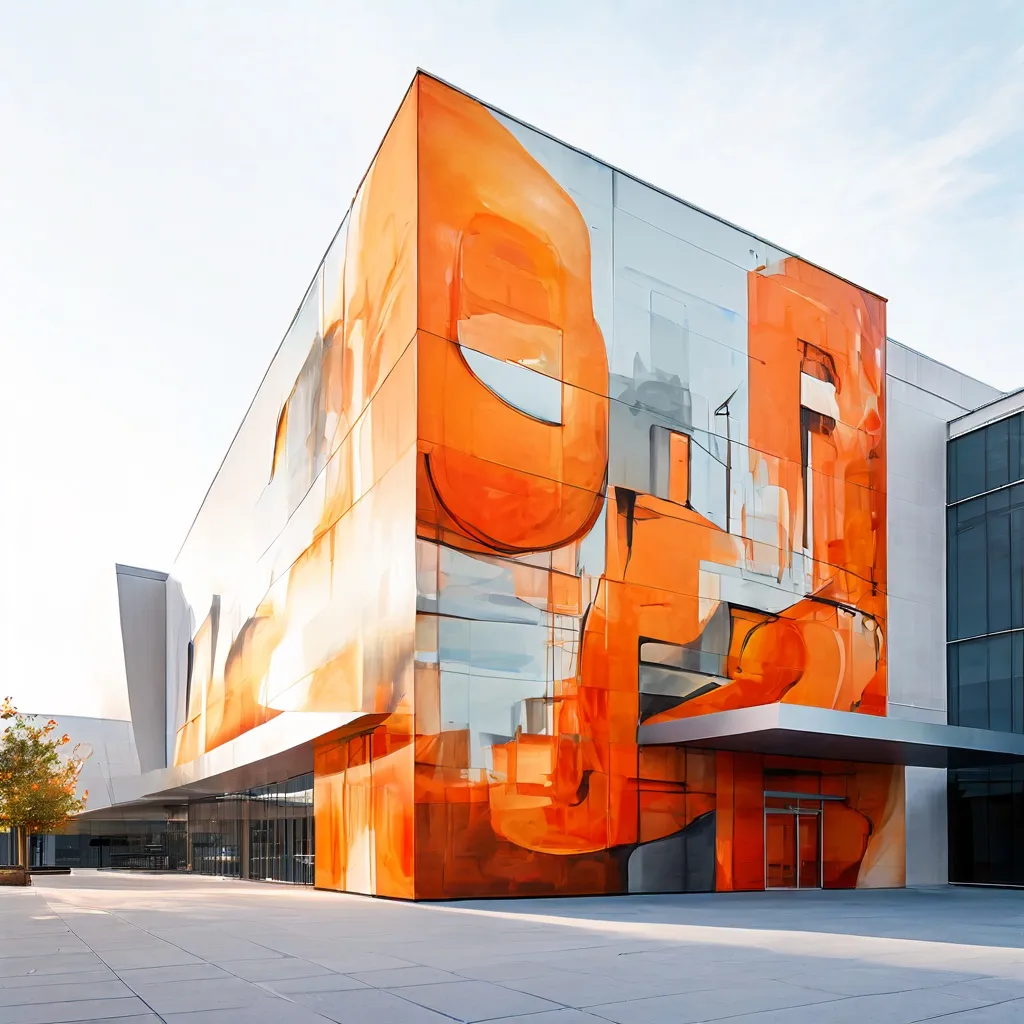 Wielkoformatowy baner autorstwa Vittoria Brodmanna na fasadzie budynku Kunsthaus Baselland.