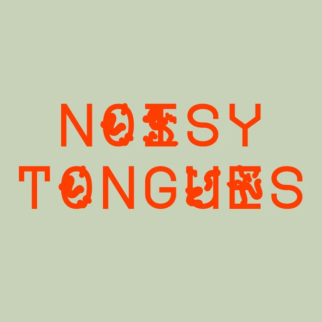 pomarańczowy tekst z napisem NOISY TONGUES na jasnozielonym tle