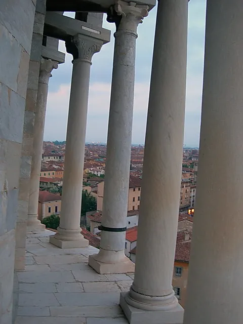 Exterior view of Leaning Tower of Pisa in Pisa.