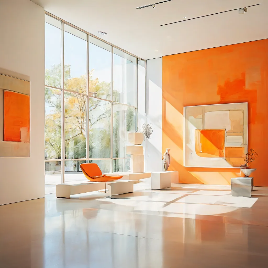 Een rustig, zonovergoten uitzicht op een ruimte voor hedendaagse kunst in The Living Art Museum.