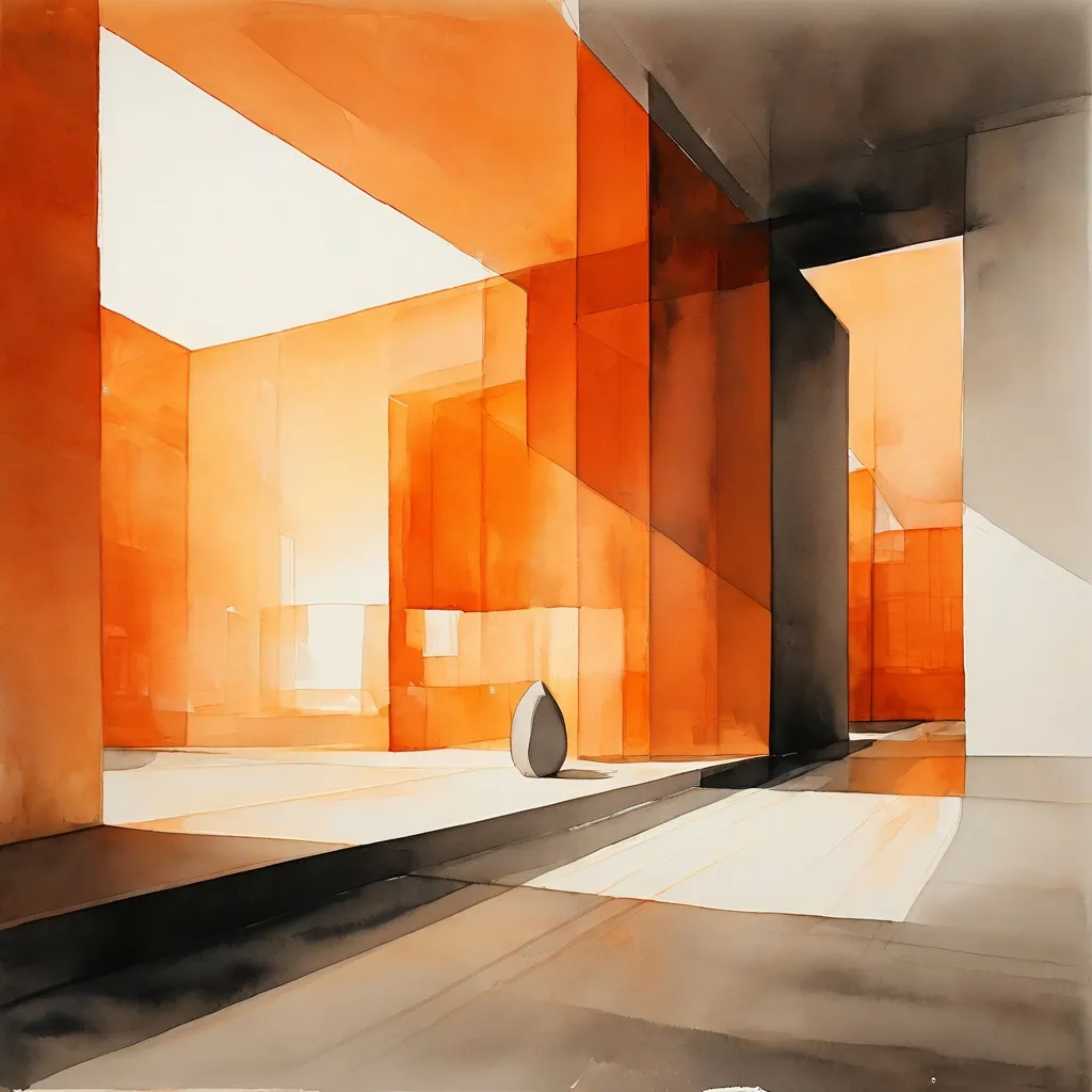 Interior abstracto de un espacio de arte contemporáneo que representa la transición estacional en The Living Art Museum.