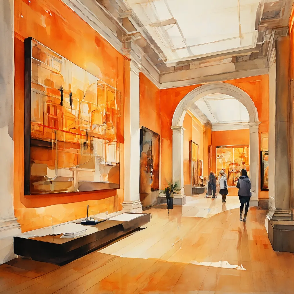 Een warm en uitnodigend interieur van het Moco Museum Amsterdam, met moderne kunst en digitale installaties in een historisch gebouw, perfect voor een gezellige winterdag.