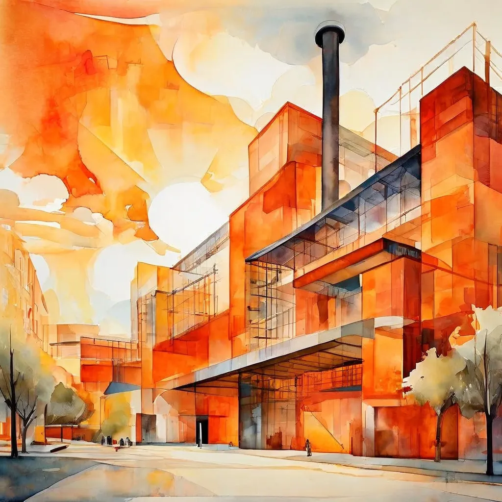 Een artistieke weergave die de verschillende gevels of representatieve elementen van het Moco Museum en de Heineken Experience toont, subtiel verbonden door een pad of abstract ontwerp, wat een gecombineerd bezoek in Amsterdam symboliseert.