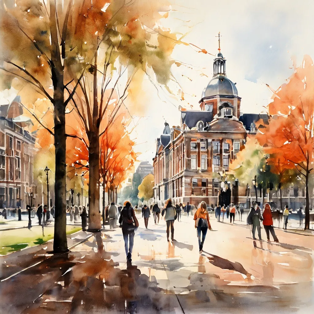 Widok na dzielnicę Museumplein w Amsterdamie, gdzie znajdują się światowej klasy muzea.