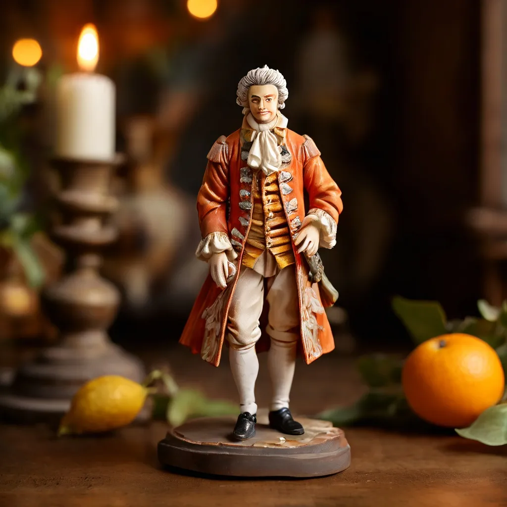 A miniature collectible Playmobil figure of Wolfgang Amadeus Mozart displayed as a new release at Mozart's Birthplace.