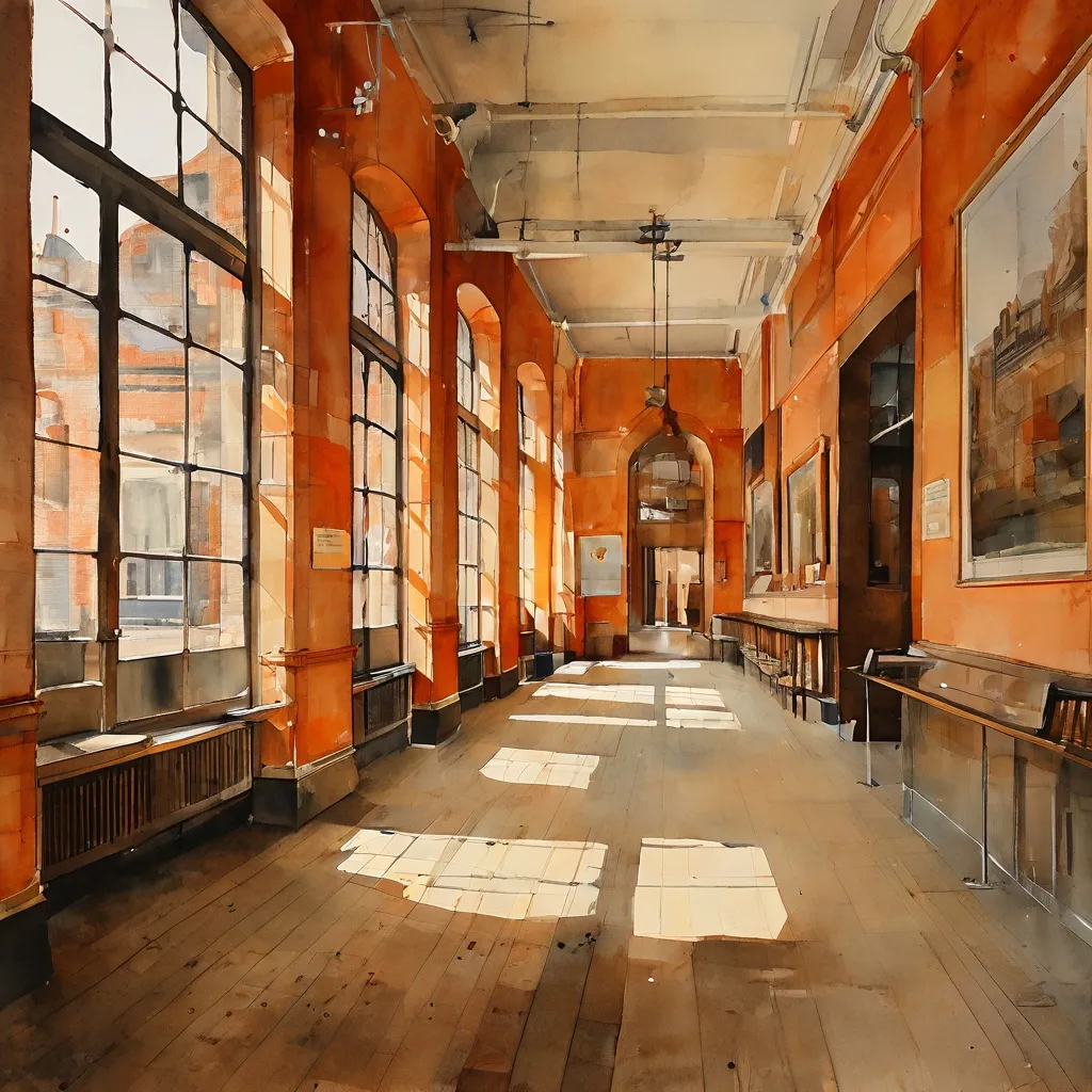 Una vista interior vacía del Museo Het Schip, que muestra sus detalles arquitectónicos únicos de la Escuela de Ámsterdam, simbolizando el período de calma durante los cierres por la pandemia.