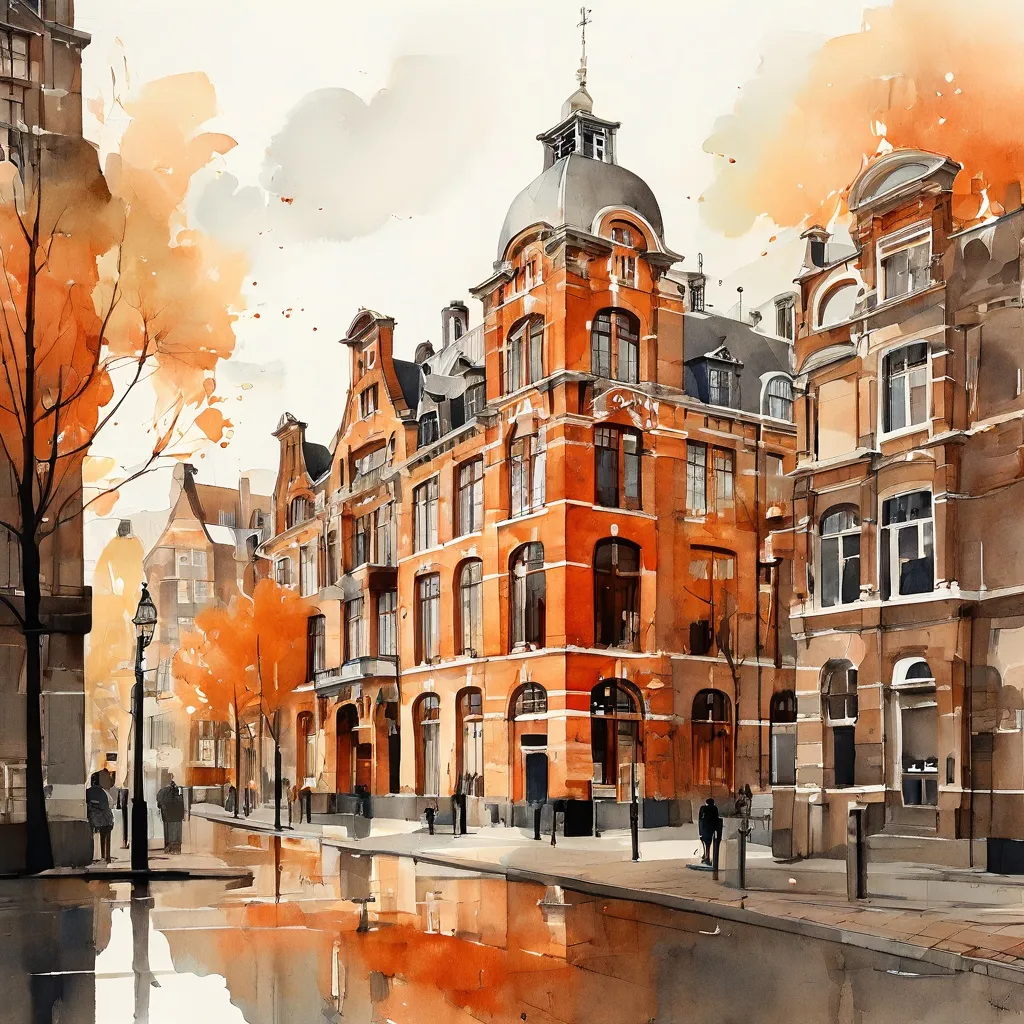 Una representación artística del Museo Het Schip, destacando sus distintivos detalles arquitectónicos de la Escuela de Ámsterdam, simbolizando su reconocimiento en una guía cultural.