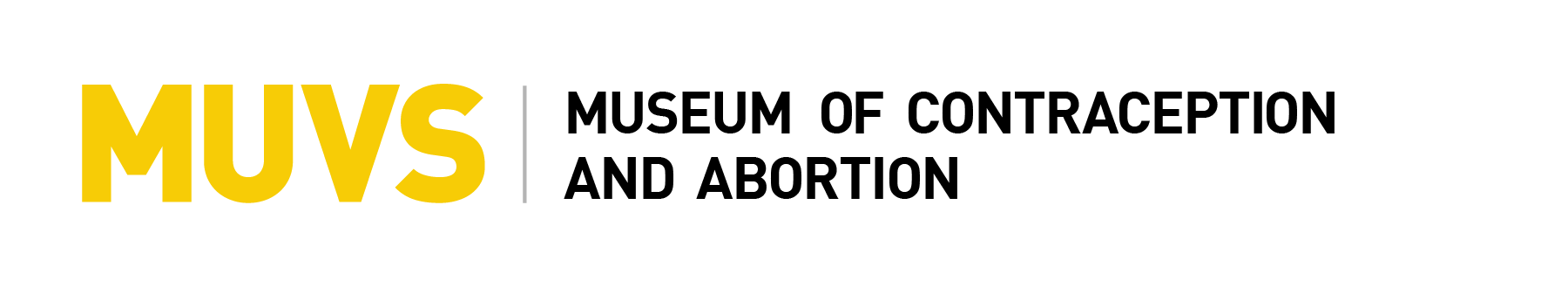 logotipo de texto amarillo MUVS sobre un fondo negro