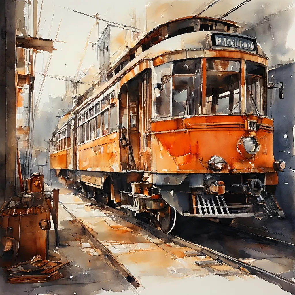Szczegółowy widok renowacji tramwaju GVB 464, pokazujący montaż reflektora i osłony balkonu w warsztacie Electrische Museumtramlijn Amsterdam.