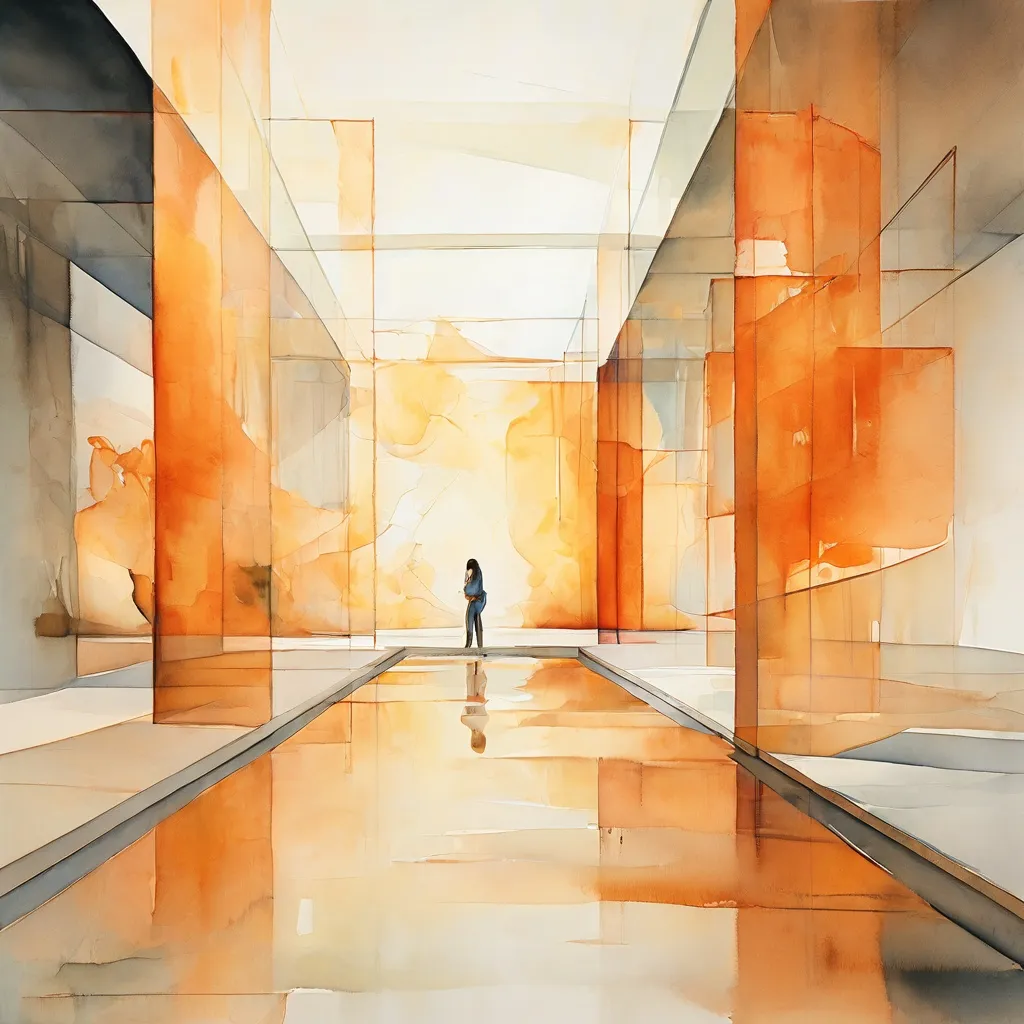 Een abstracte en rustgevende afbeelding die mindfulness en mentaal welzijn binnen de context van het Museum van de Geest vertegenwoordigt, met zachte kleuren en serene vormen.