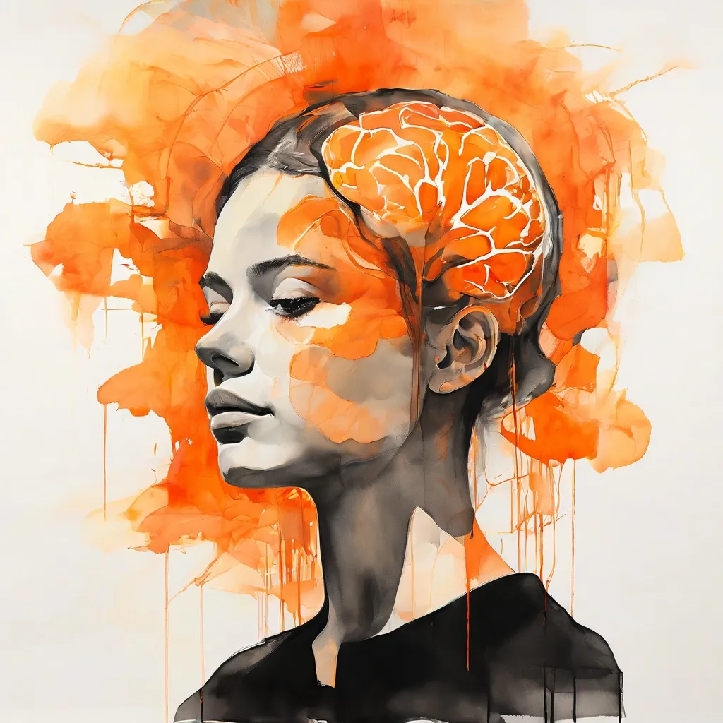Una representación artística de emociones humanas, con la silueta de una persona fusionándose con patrones abstractos, simbolizando la fortaleza y la vulnerabilidad mental en el contexto de la exposición del Museum van de Geest.