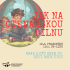 Poster met illustratie van een kind dat een boek leest en tekst in het Tsjechisch