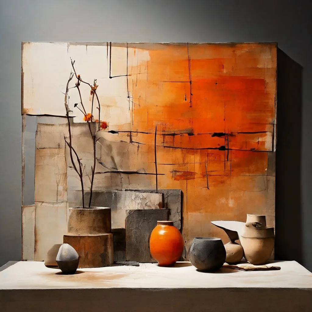 A display of contemporary sculptures and ceramics by Benedikt Hipp at the Emil Schumacher Museum.