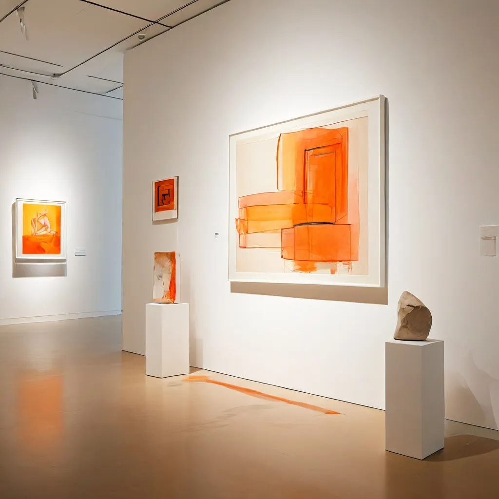 Contemporary art installation at the Museum zu Allerheiligen featuring a mix of sculptures and drawings in a bright gallery space.