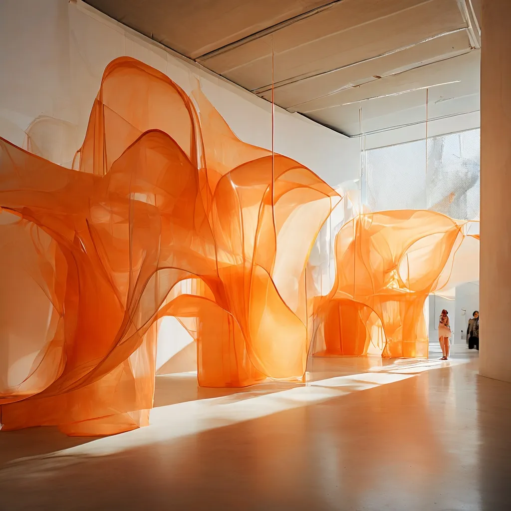 Art installation featuring fabric and latex structures in the Kunst Museum Winterthur as part of the Closer exhibition.