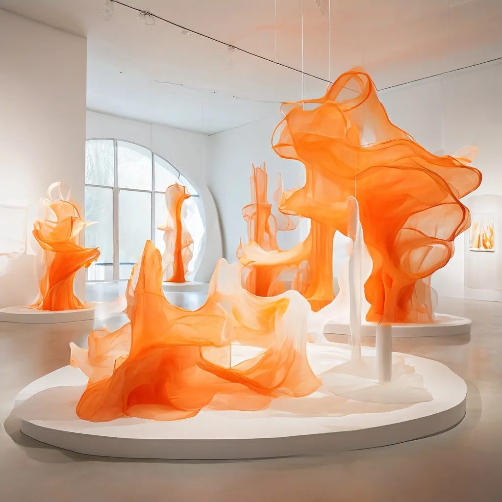 Abstrakcyjna instalacja rzeźbiarska na wystawie Lin May Saeed w Kunsthalle Bern.