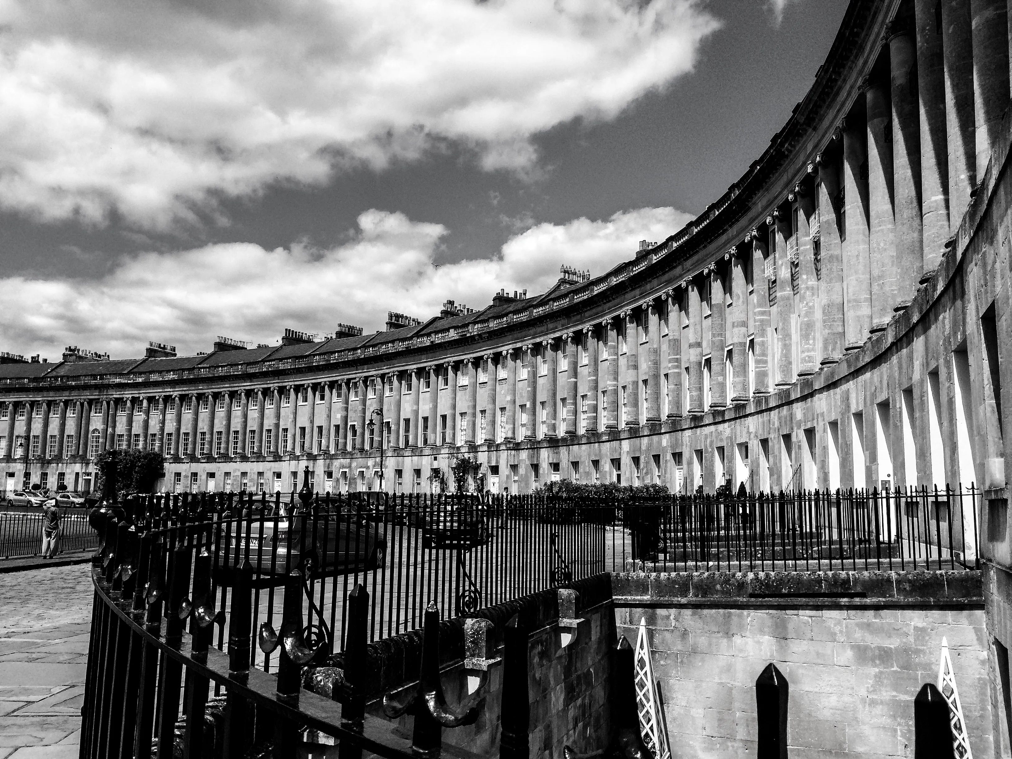 Vista exterior del No. 1 Royal Crescent en Bath.