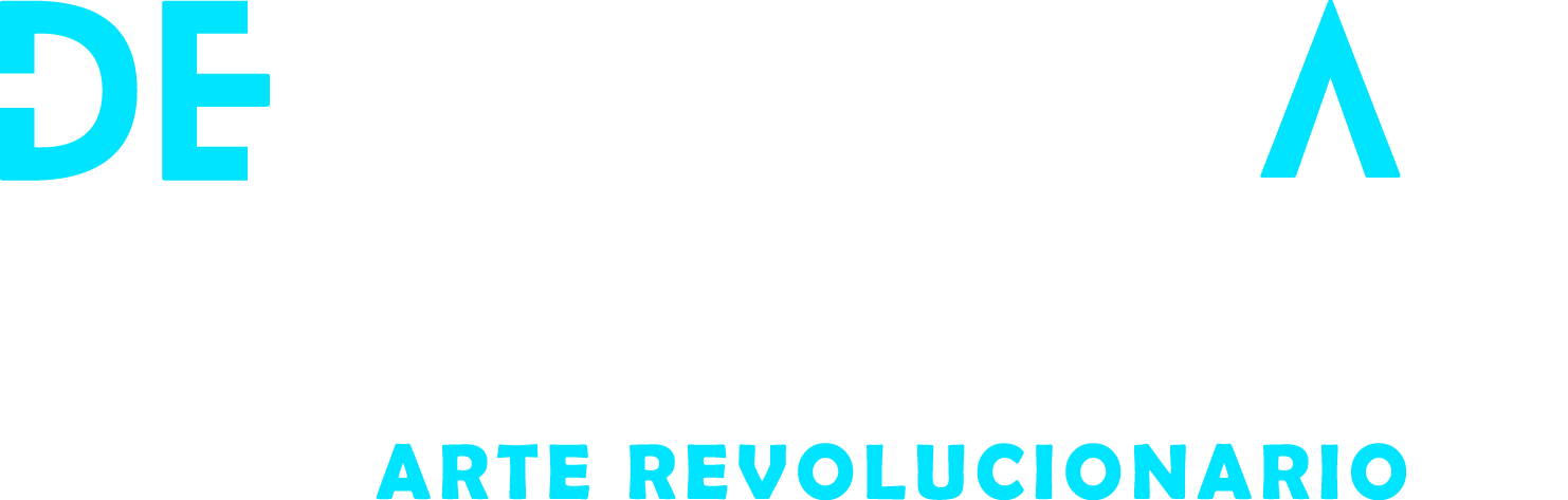 Wordmark logo with text 'DE MONET A KANDINSKI' and 'ARTE REVOLUCIONARIO' in white and blue on black background