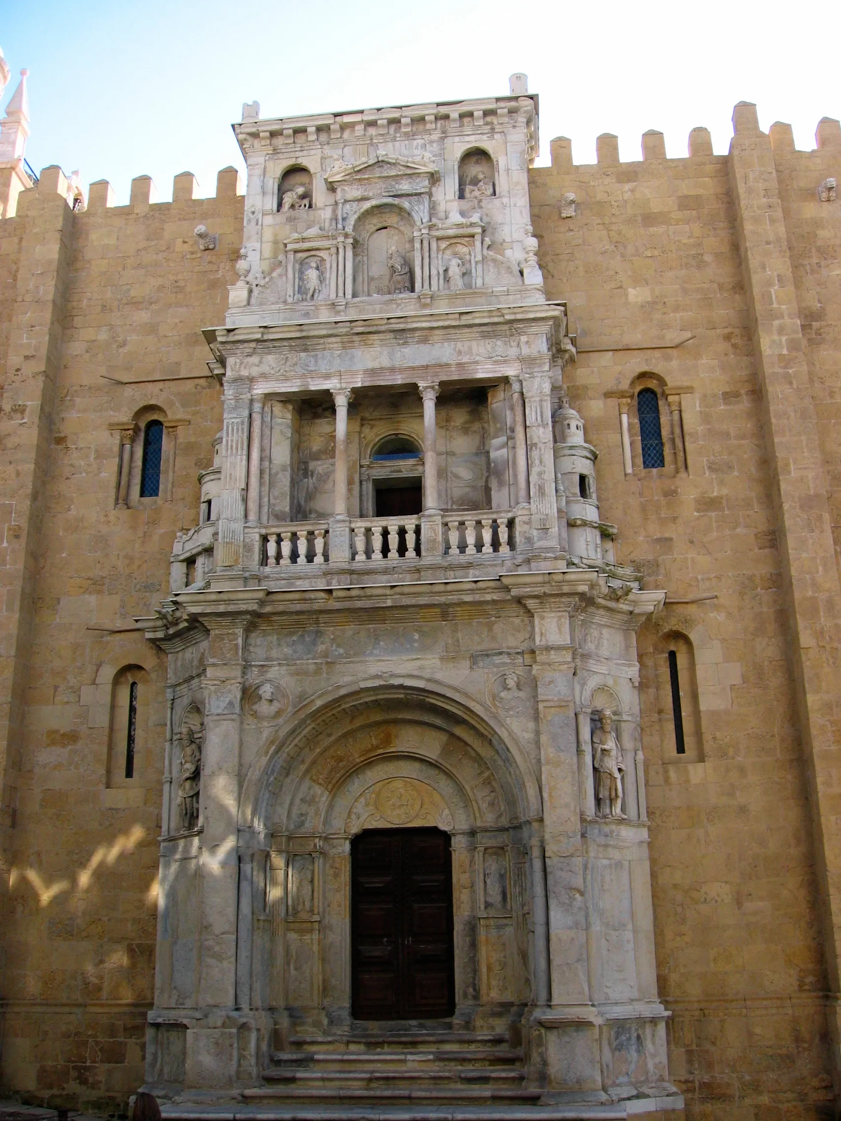 Exterior view of Old Cathedral of Coimbra in Coimbra.