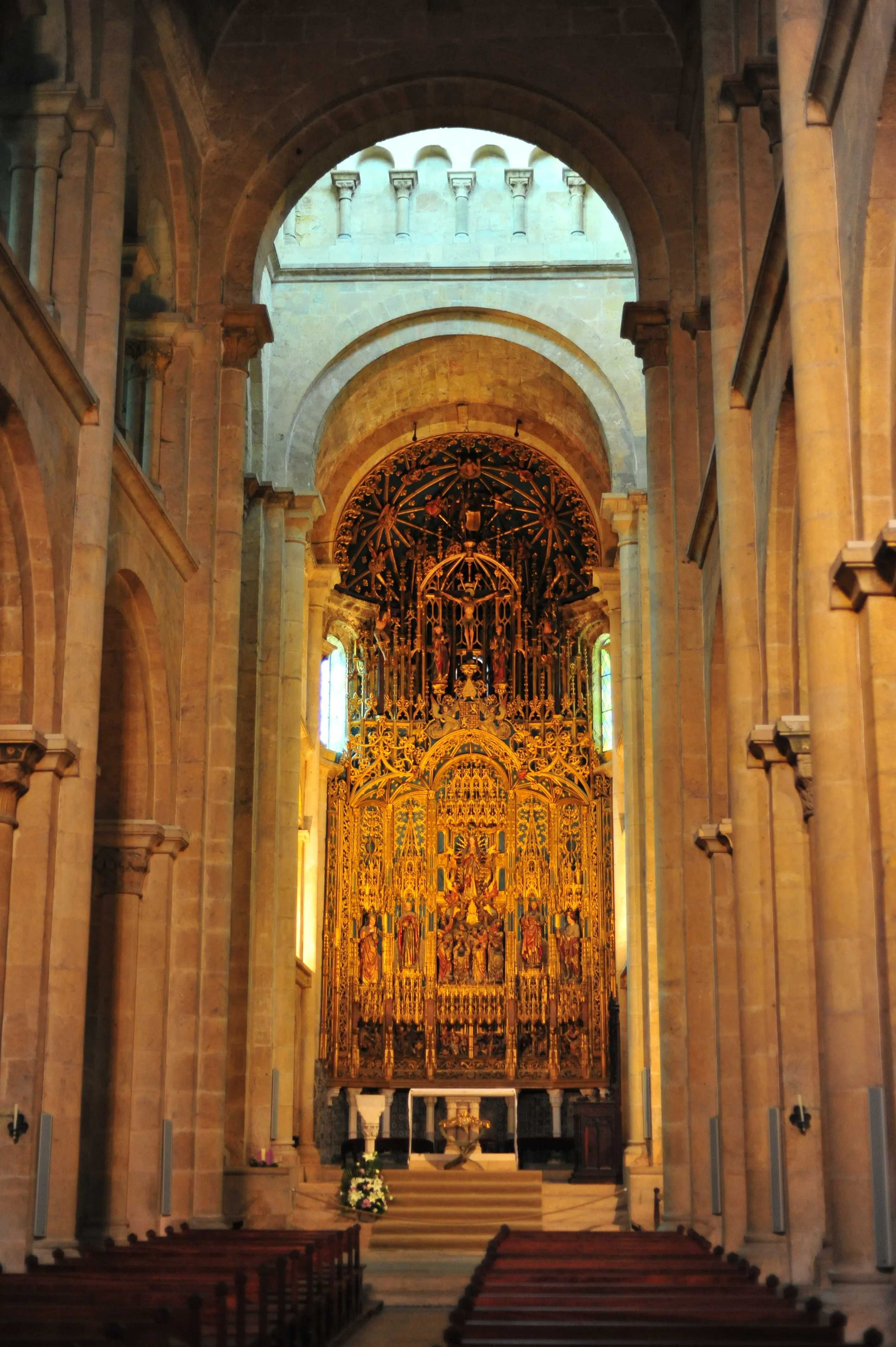 Interior view of Old Cathedral of Coimbra in Coimbra.