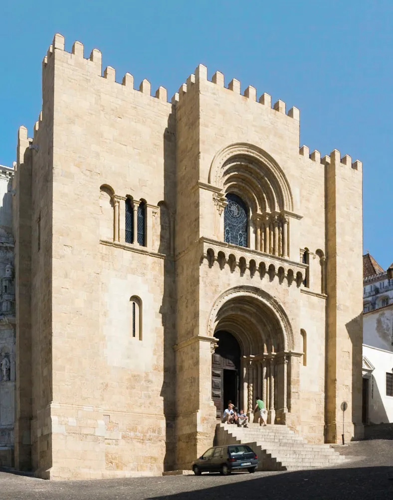 Exterior view of Old Cathedral of Coimbra in Coimbra.