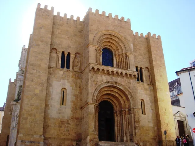 Exterior view of Old Cathedral of Coimbra in Coimbra.