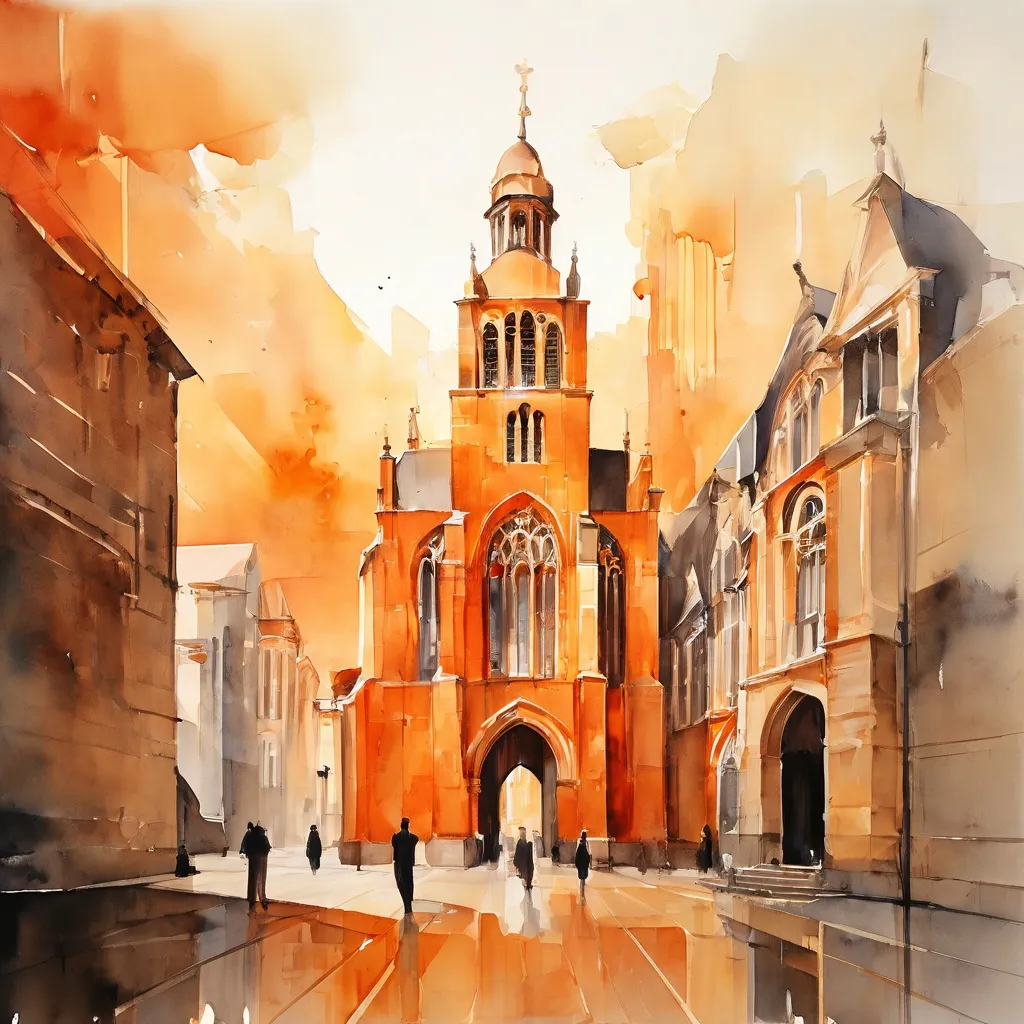 Una imagen conceptual que representa un nuevo liderazgo en la Oude Kerk, mostrando una mezcla de arquitectura histórica y elementos artísticos contemporáneos, simbolizando nuevas direcciones y continuidad.
