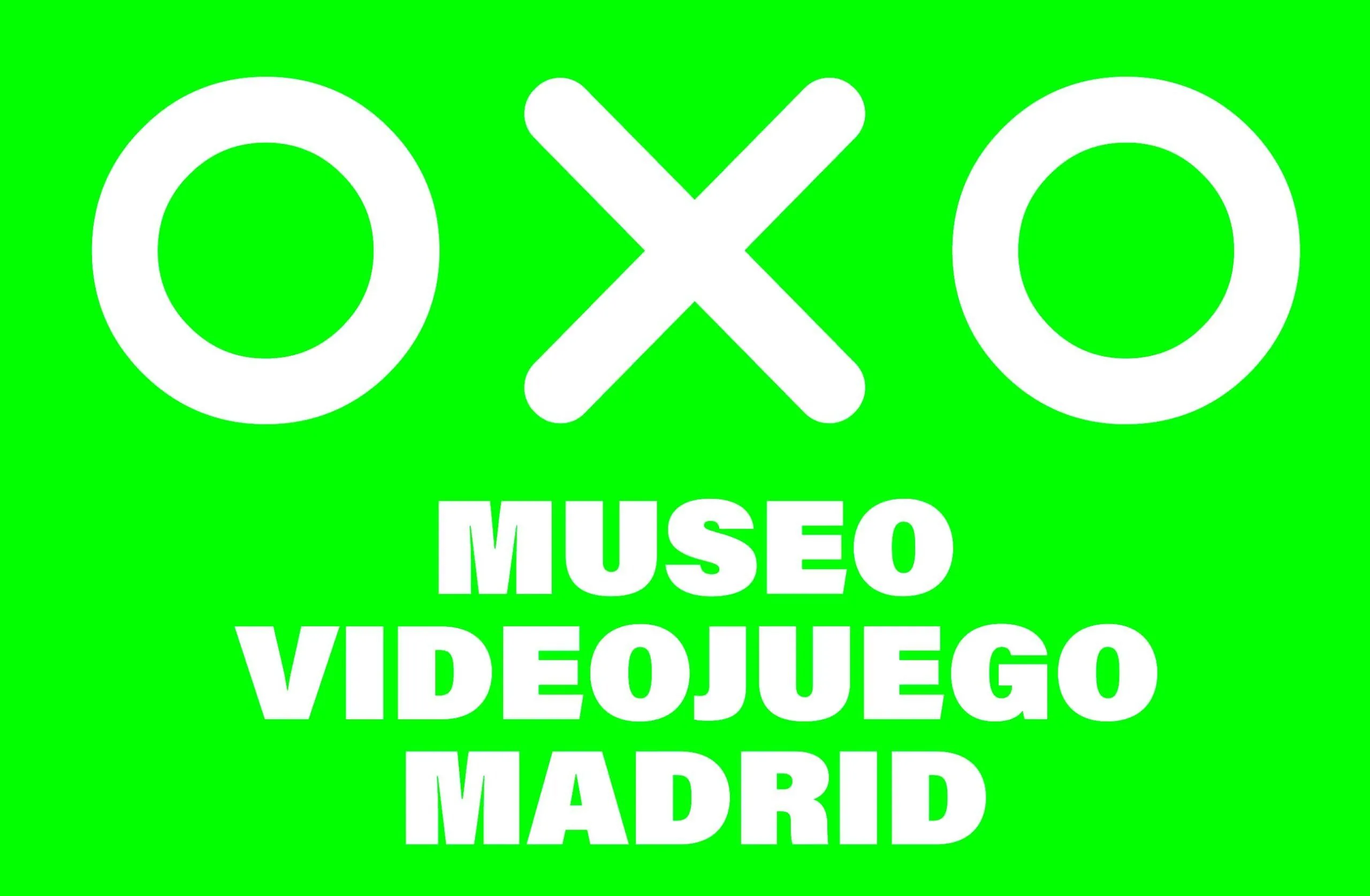 White text on a green background reading OXO MUSEO VIDEOJUEGO MADRID