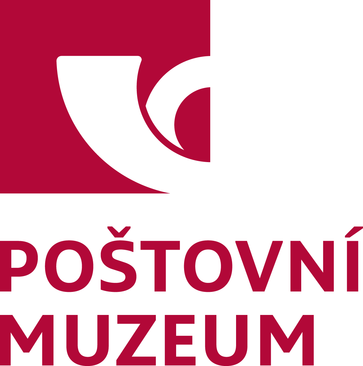 Red and black logo with the text POŠTOVNÍ MUZEUM