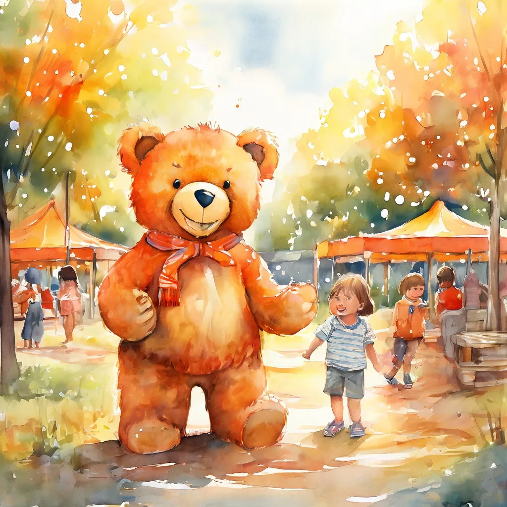 The mascot Blær the bear engaging with children at the Reykjavík Family Park and Zoo.