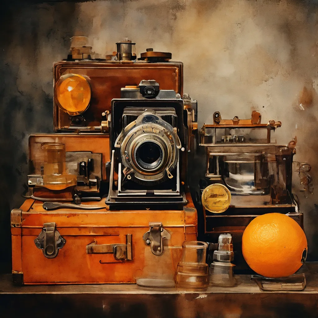 Koncepcja obrazu przedstawiająca soczewkę zabytkowego aparatu z miękkim rozmyciem, symbolizująca ochronę i wzbogacanie sztuki fotograficznej w Rijksmuseum.