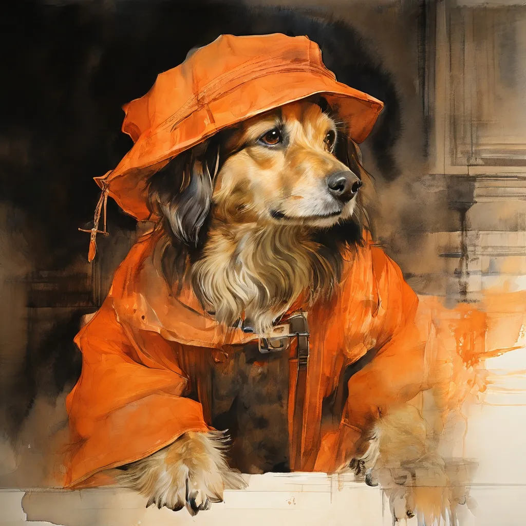 Una visualización artística de un boceto histórico de un perro, con sutiles superposiciones de análisis científico, insinuando un descubrimiento histórico-artístico relacionado con 'La Ronda de Noche' de Rembrandt en el Rijksmuseum.