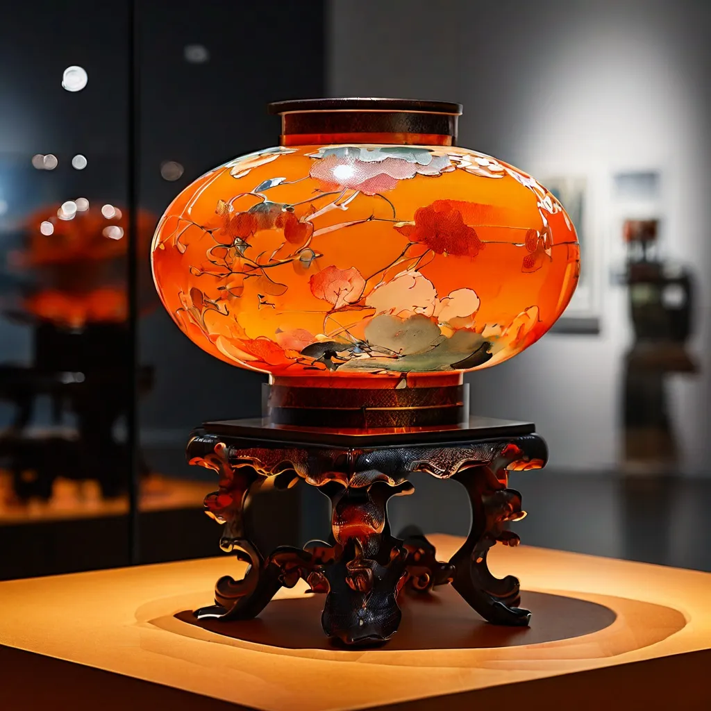 A vibrant display of modern Japanese lacquer art at the Rijksmuseum, showcasing intricate designs and bold colors.