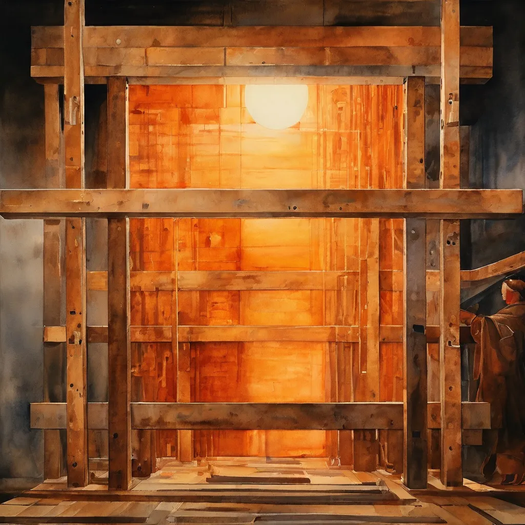 The rear side of Rembrandt's The Night Watch painting, showcasing its canvas texture and wooden stretcher, observed during a research study at the Rijksmuseum.