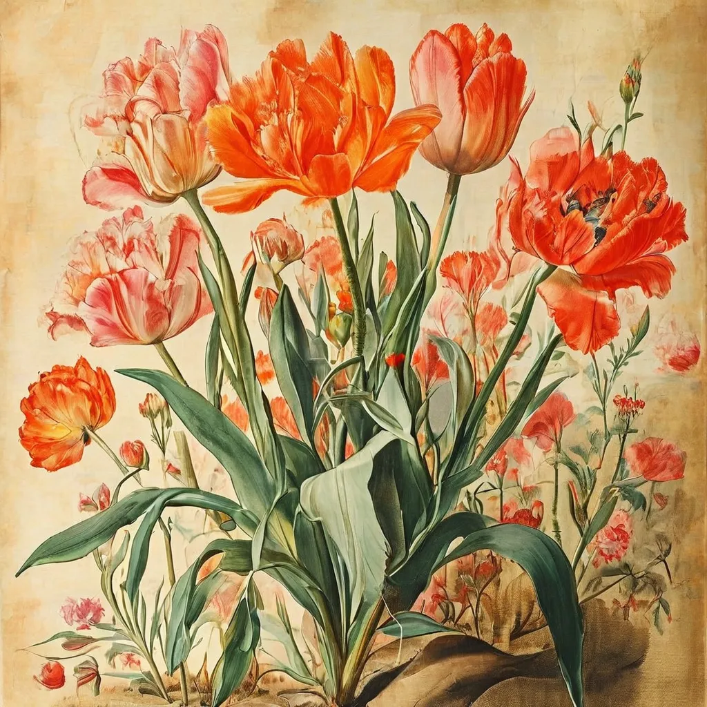 A detailed 17th-century botanical illustration of numerous vibrant tulips and carnations, featuring handwritten notes and price indications, presented within a museum display case at the Rijksmuseum.