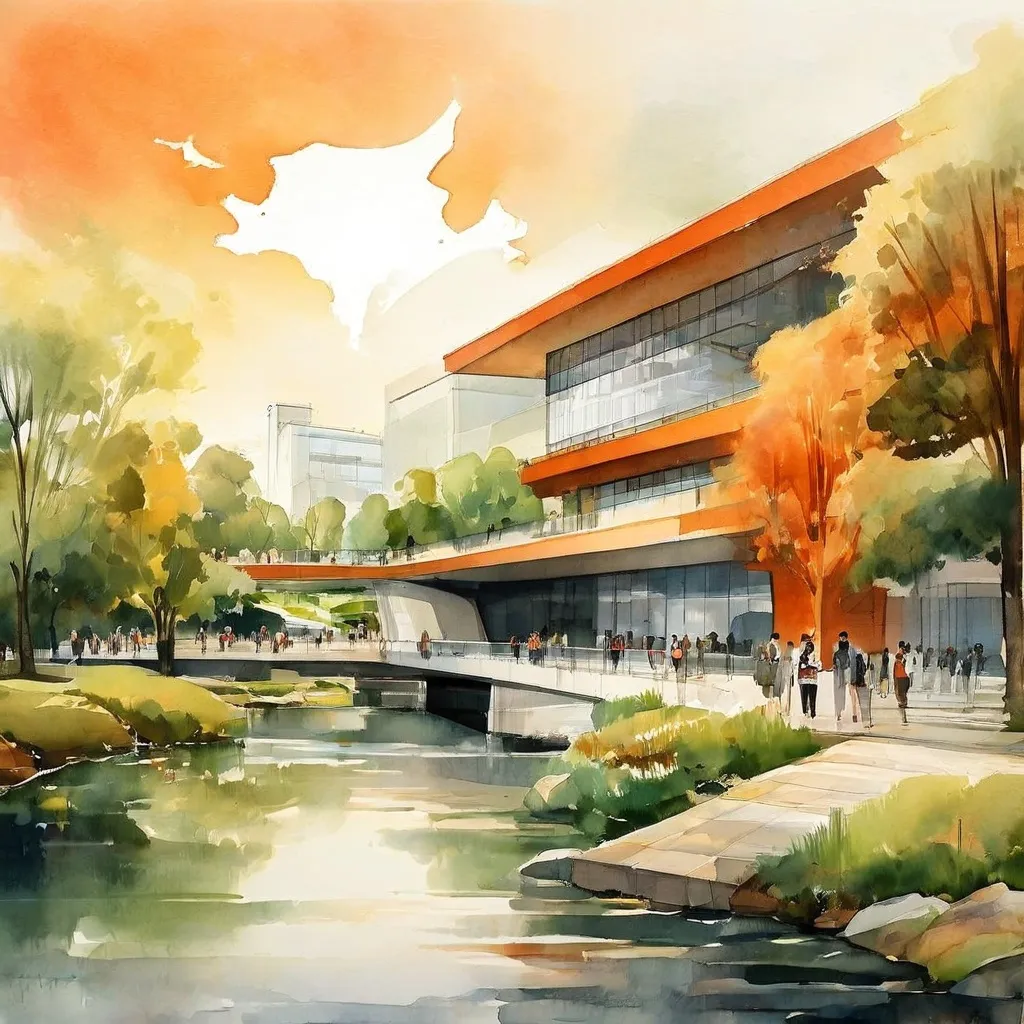 An architectural visualization of a modern, nature-integrated museum building in Eindhoven, symbolizing new cultural development.