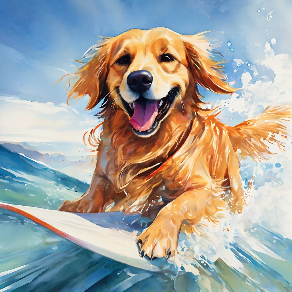 Energiczny pies na desce surfingowej łapiący falę w oceanie, z tłumem obserwującym z nasłonecznionej plaży, reprezentujący Mistrzostwa Psiego Surfing prezentowane przez Ripley's Czy To Prawda? Amsterdam.
