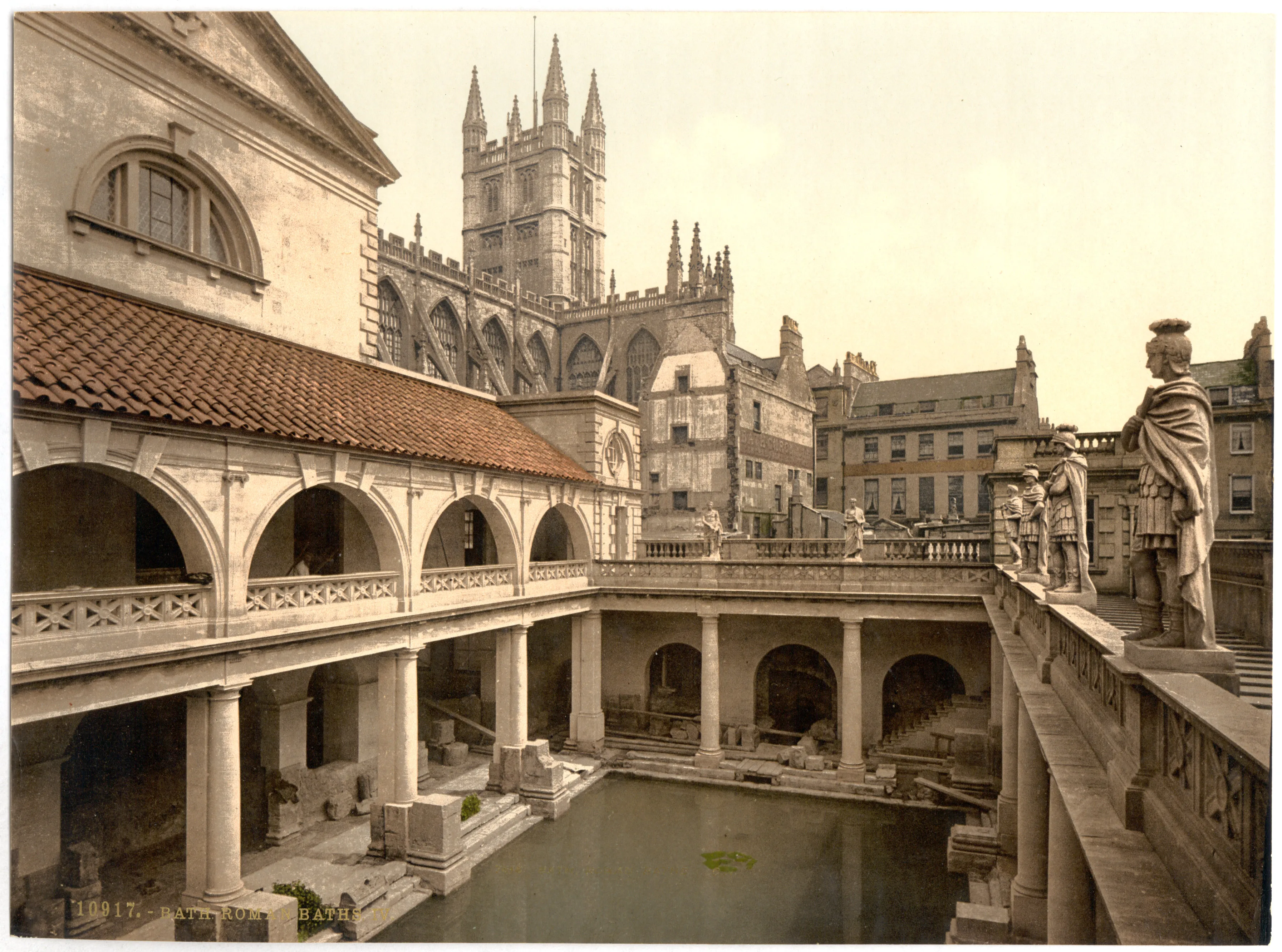 Vista representativa de las Termas Romanas en Bath.