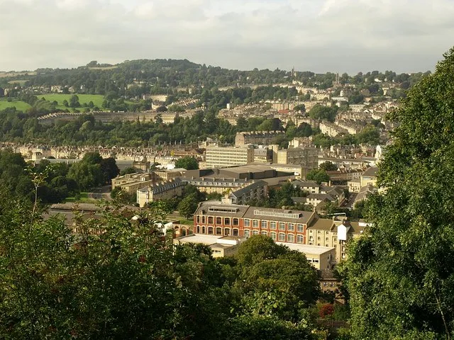 Vista representativa de Royal Crescent en Bath.