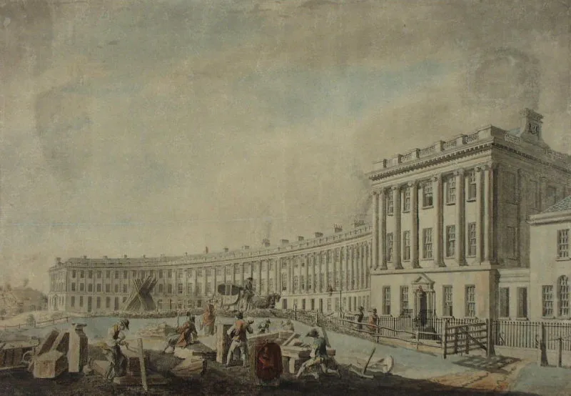 Vista representativa de Royal Crescent en Bath.