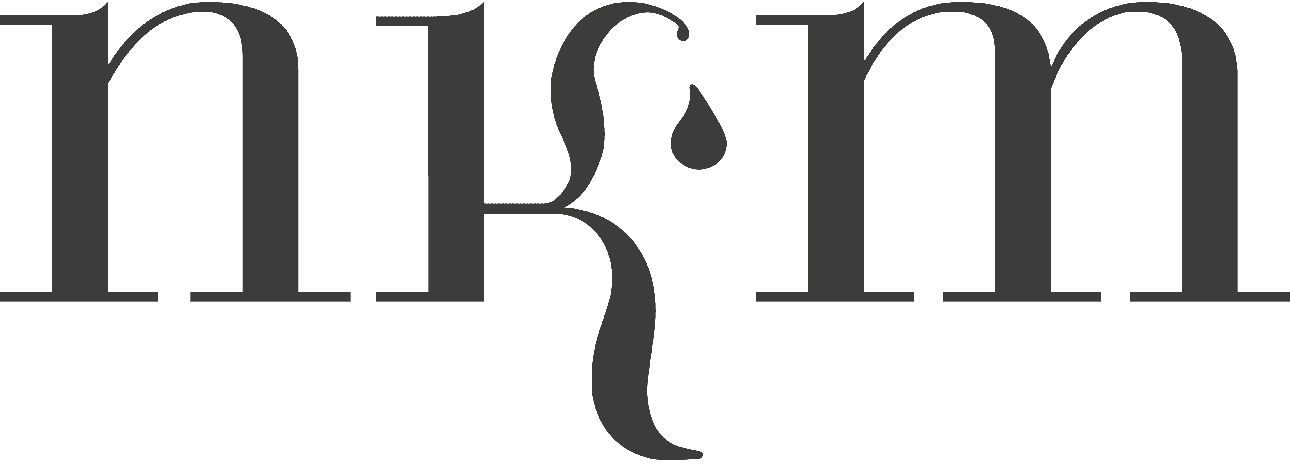 logotipo de texto estilizado gris oscuro sobre fondo negro