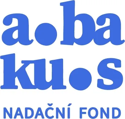 Blue text logo reading 'a•ba ku•S' with 'NADAČNÍ FOND' below on a white background