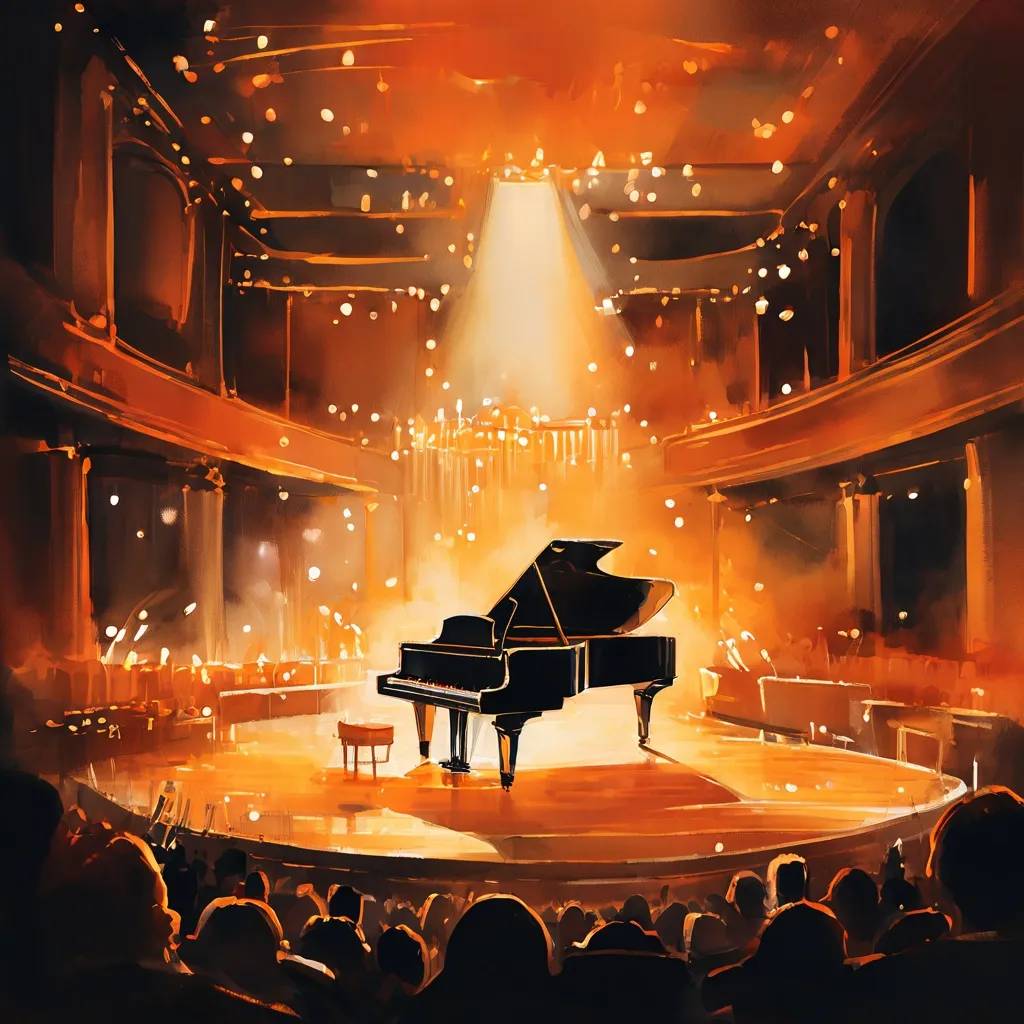 A stage at Salurinn Concert Hall with a grand piano, capturing the artistic atmosphere of a musical performance.
