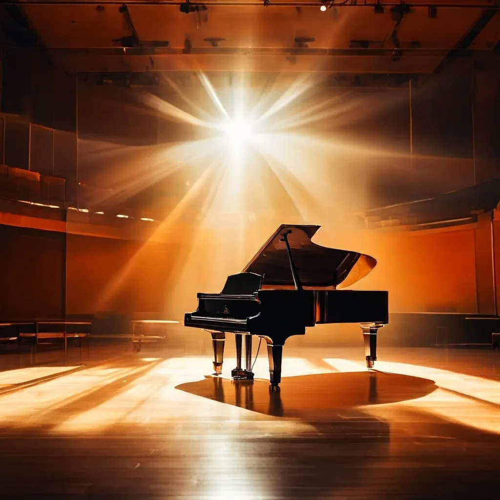 Het podium van Salurinn Concert Hall in gereedheid voor een muzikaal optreden.