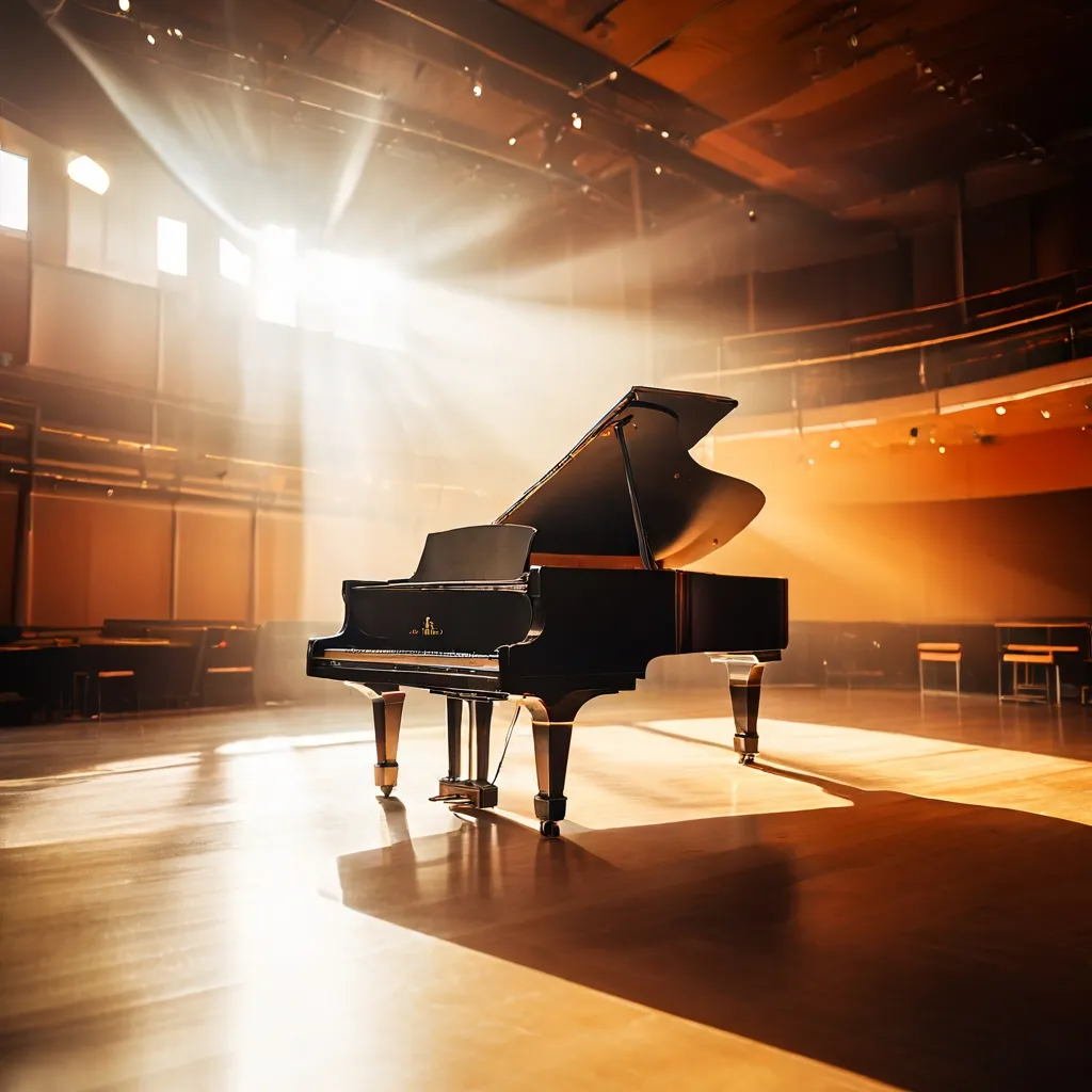 A grand piano on the stage at Salurinn Concert Hall in Kópavogur.