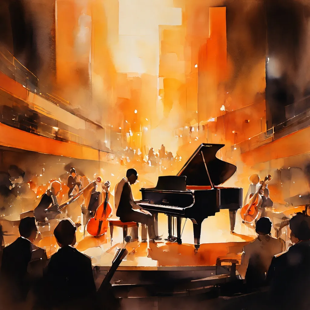 Jazz musicians performing on stage at Salurinn Concert Hall.