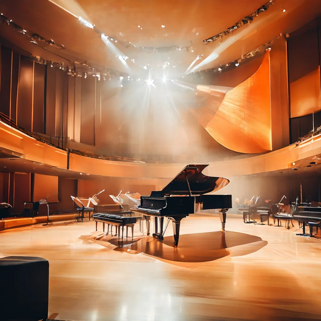 The interior of Salurinn Concert Hall prepared for a classical music performance.