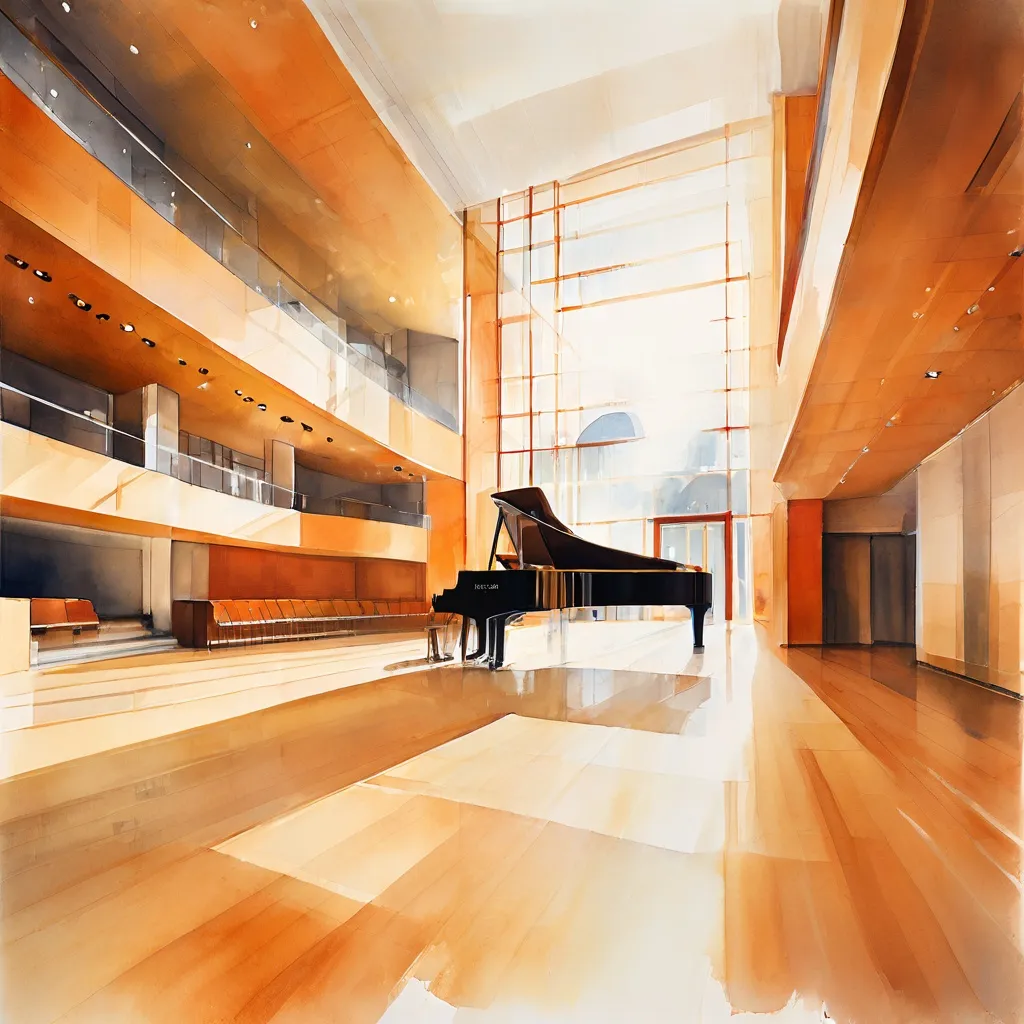 Interior view of the modern architecture at Salurinn Concert Hall in Kópavogur.