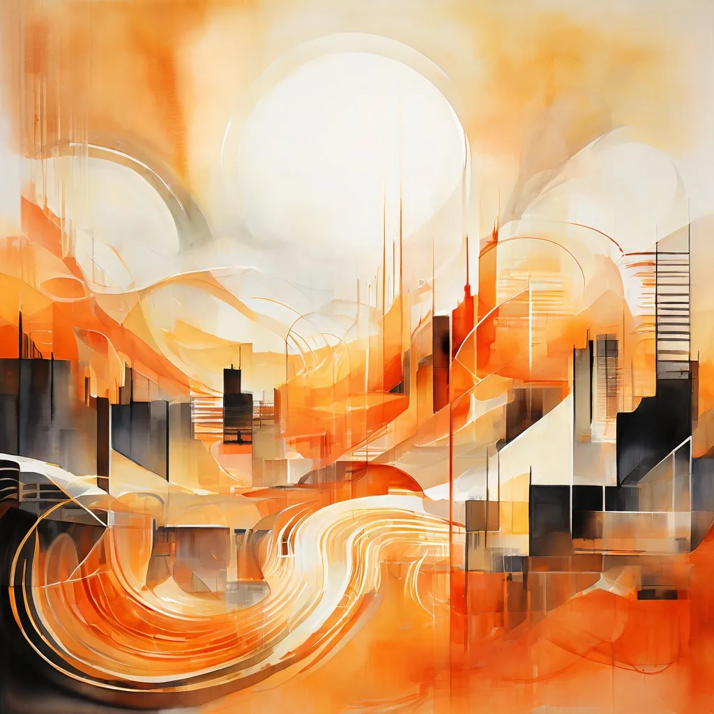 Abstract artistic interpretation of sound waves and city architecture reflecting the musical project at Salurinn Concert Hall.